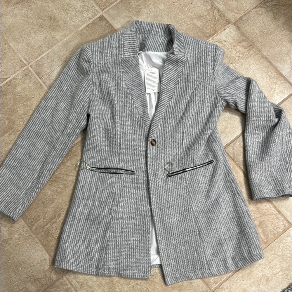Women's Gray Pinstripe Blazer